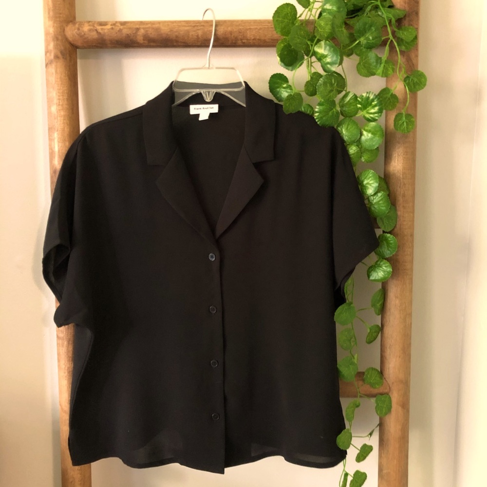 Cropped Black Button Down